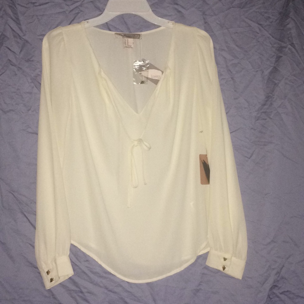 Forever 21 Long sleeve, Cream Blouse